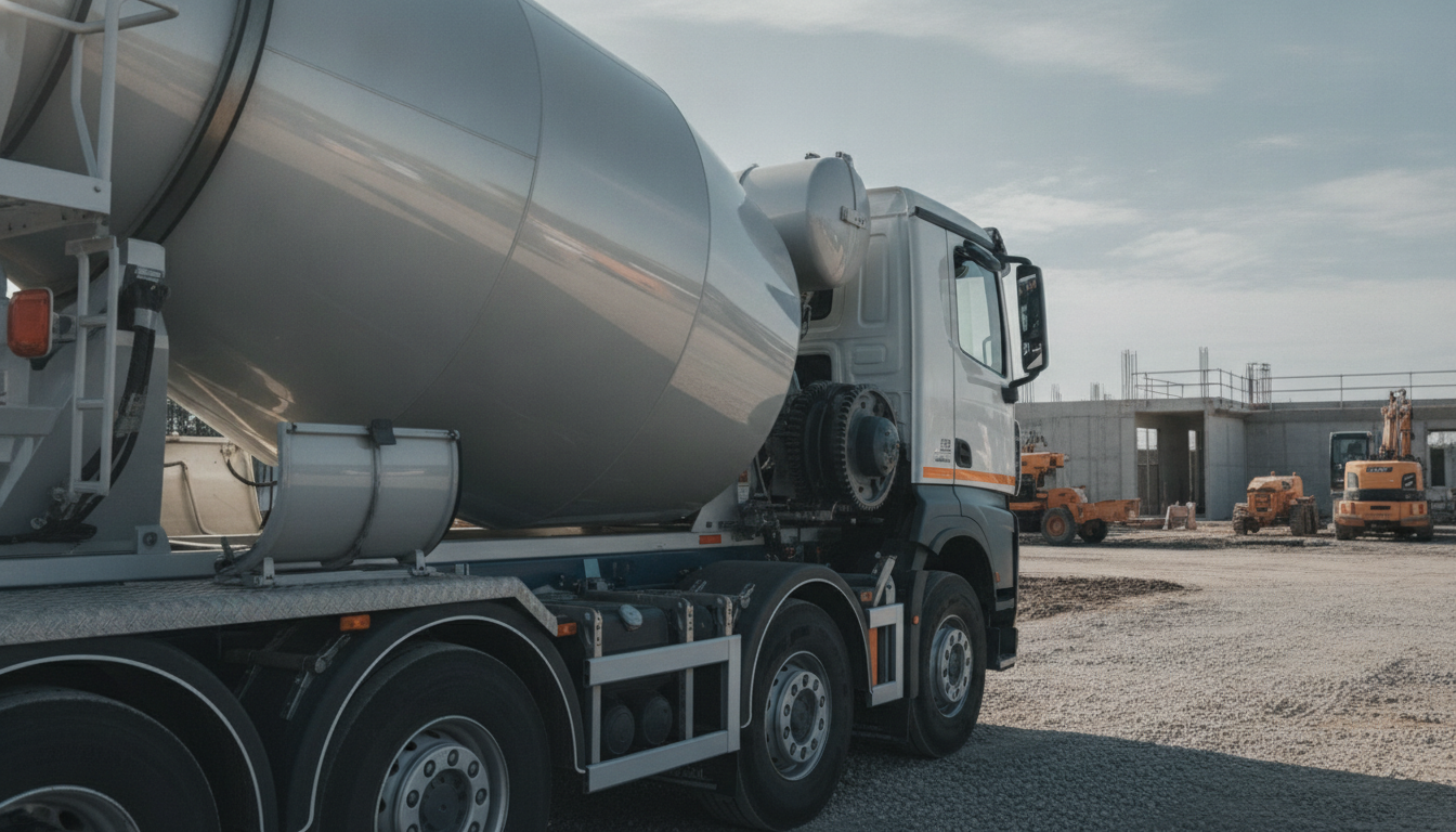 Camion toupie de livraison de béton en Haute-Savoie