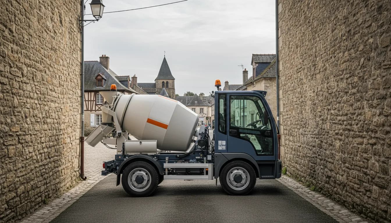Mini toupie de 3,5 tonnes dans une ruelle étroite