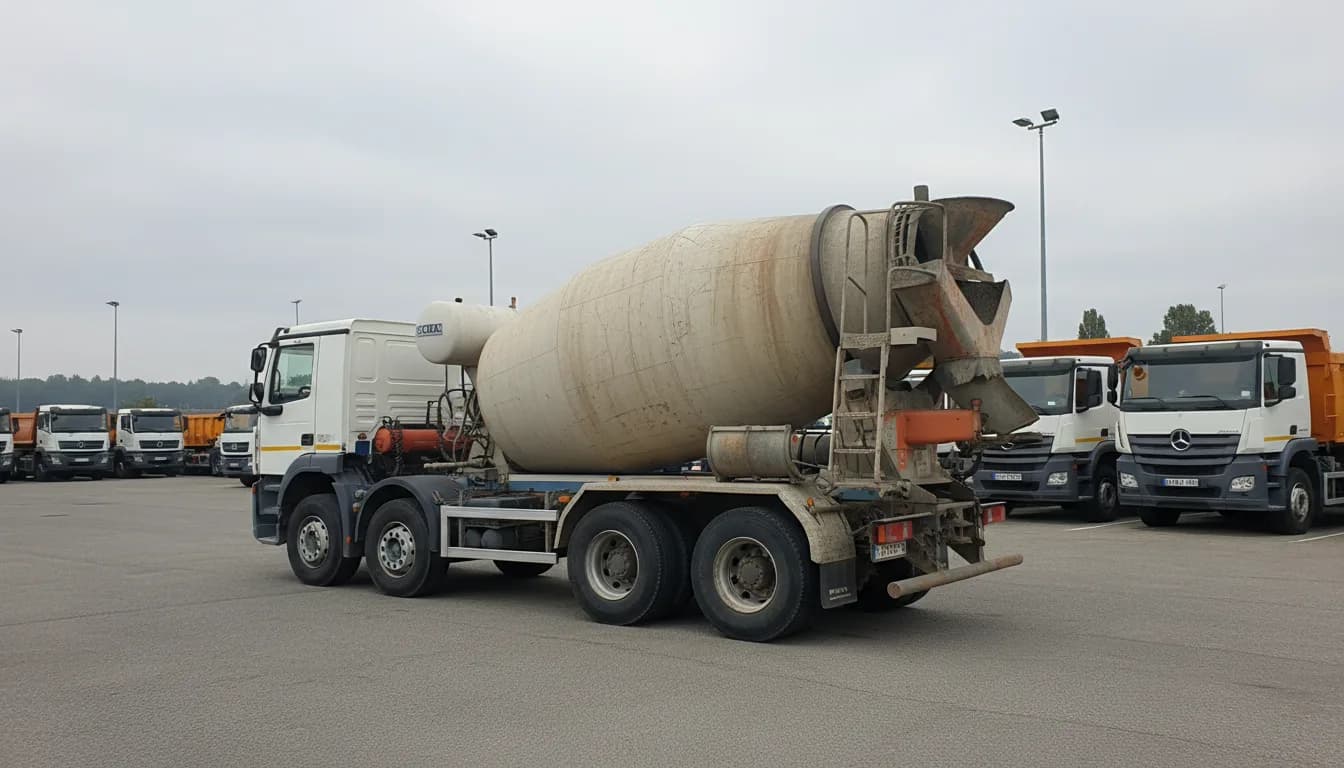 Camion toupie d'occasion sur un parc de vente